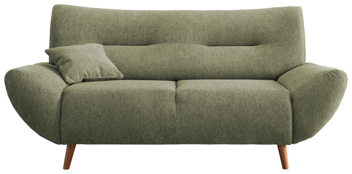 2-SITZER-SOFA Chenille Grün  - Wildeiche/Grün, Modern, Holz/Textil (173/81/90cm) - MID.YOU