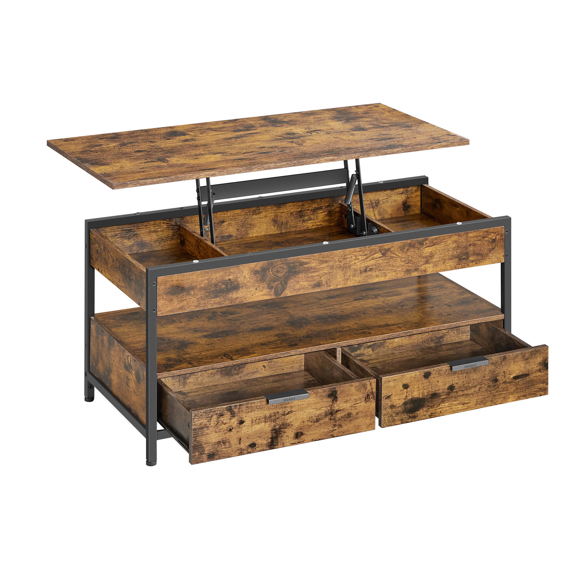 COUCHTISCH rechteckig Schwarz, Dunkelbraun  - Dunkelbraun/Schwarz, Trend, Holzwerkstoff/Metall (100/48-62/50cm) - MID.YOU