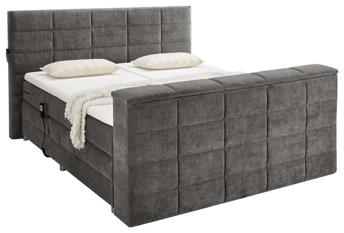 BOXSPRING-ÁGY 180/200 cm  sötétszürke  - sötétszürke, Konventionell, textil (180/200cm) - Carryhome