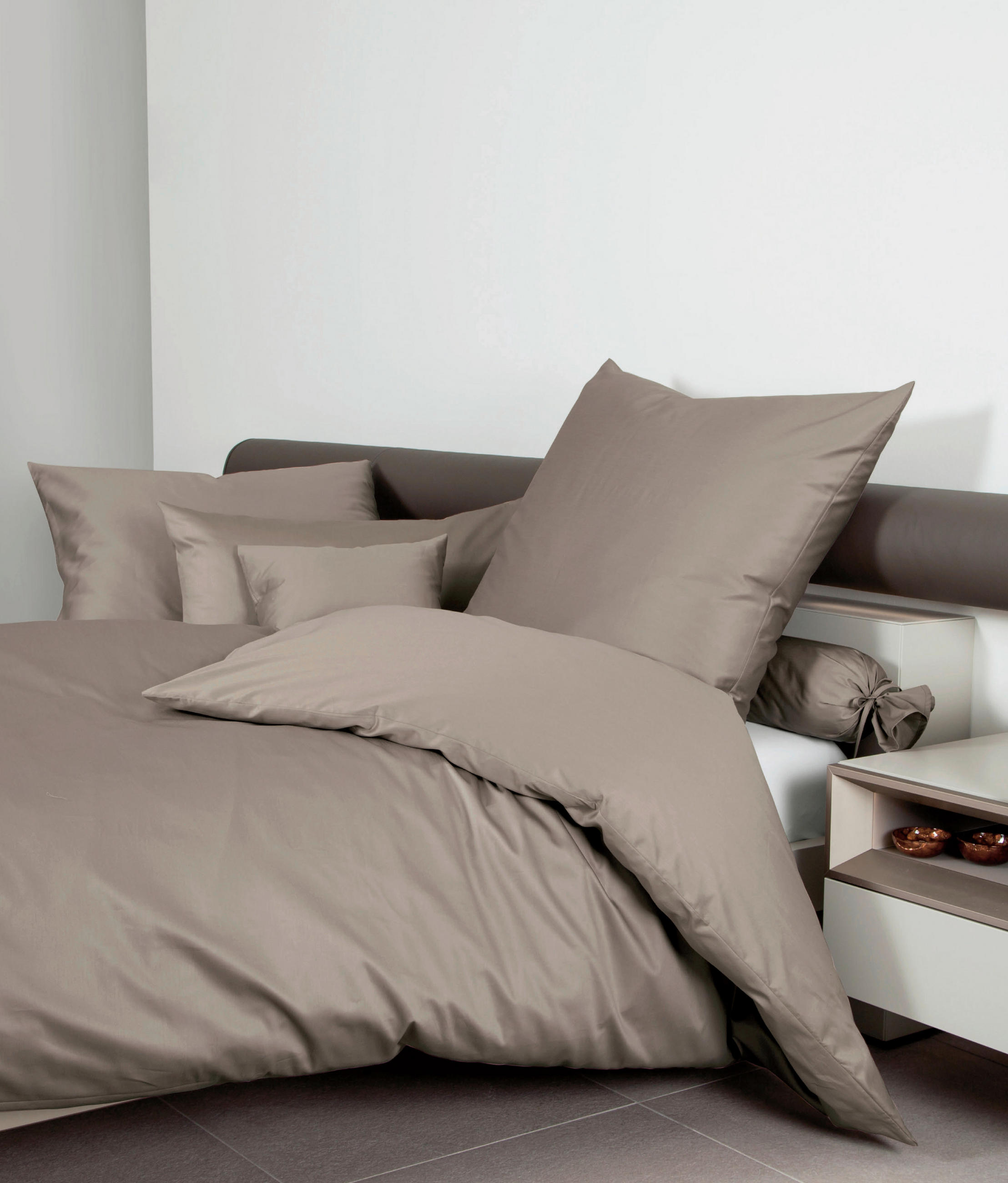 BETTWÄSCHE Giacomo Makosatin 200/200 cm  - Braun, Basics, Textil (200/200cm) - Janine