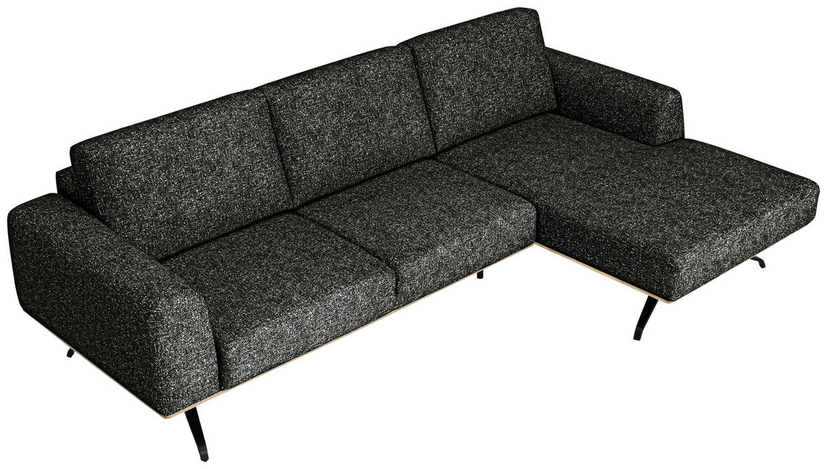 ECKSOFA in Struktur Waldgrün  - Waldgrün/Schwarz, Design, Textil/Metall (262/157cm) - Novel