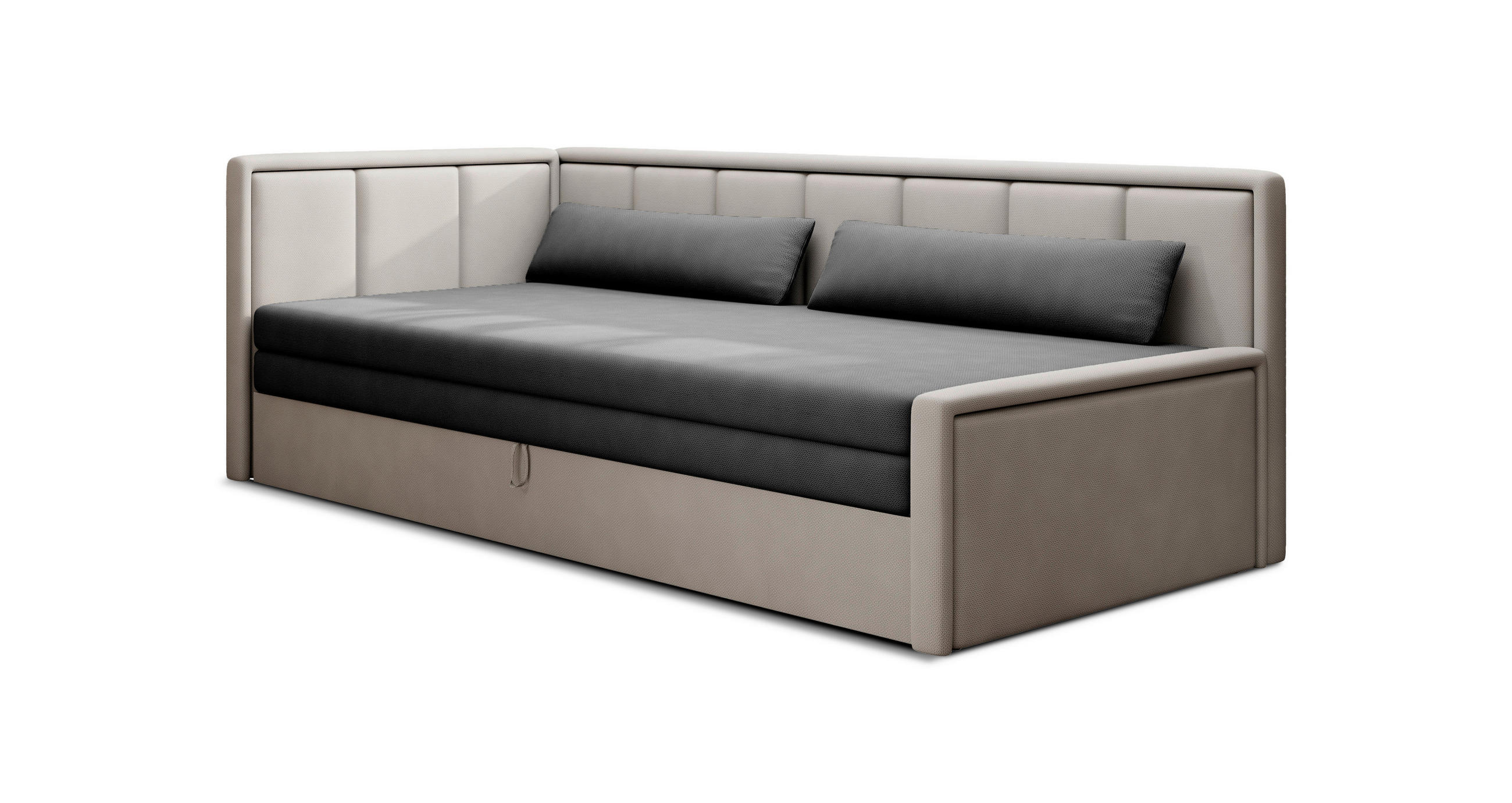 Recamier in textil antracit, gri deschis