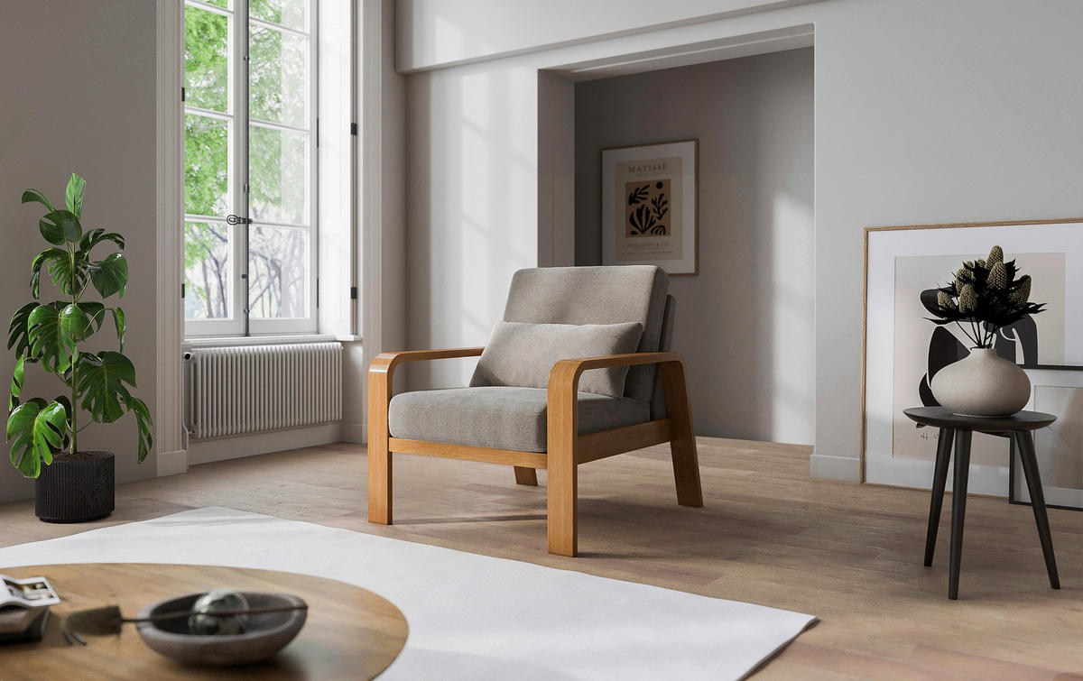 FERNSEHSESSEL in Mikrofaser Cappuccino  - Eichefarben/Cappuccino, Konventionell, Holz/Textil (79/91/93cm) - Livetastic