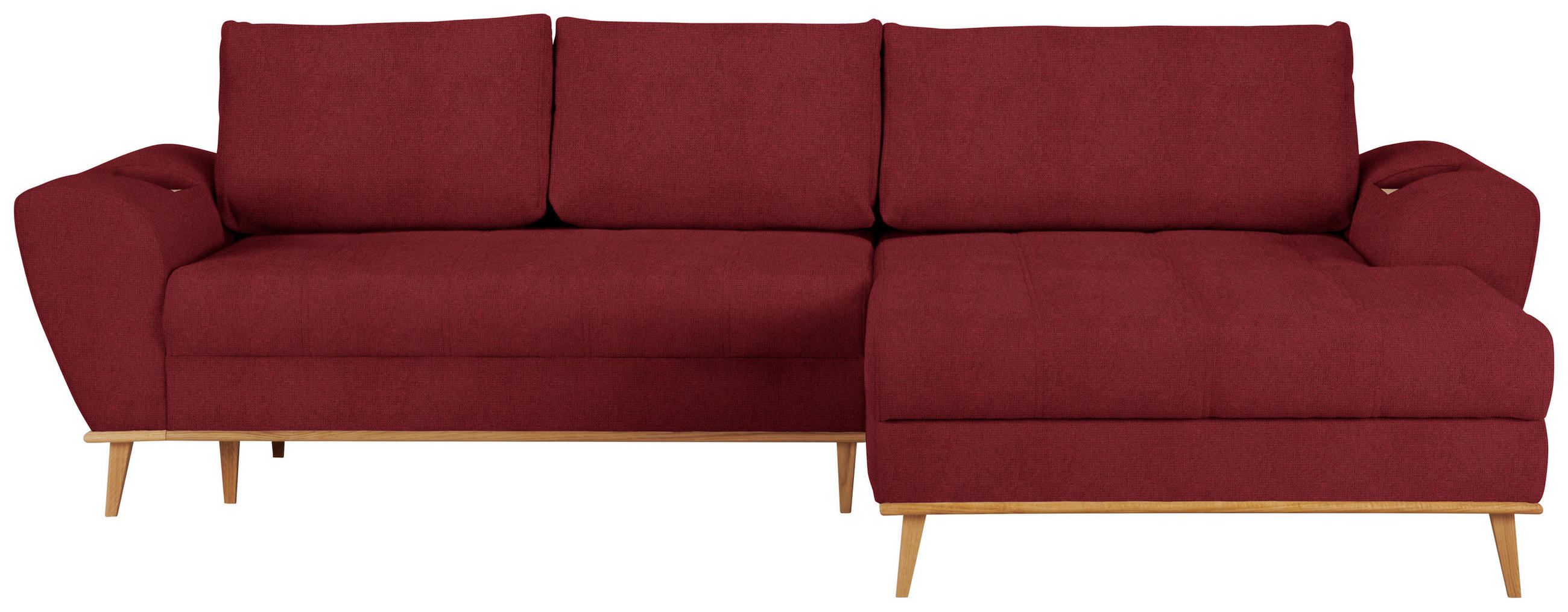 ECKSOFA Rot Webstoff  - Eichefarben/Rot, Design, Holz/Textil (282/175cm) - Carryhome