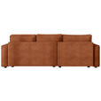 ECKSOFA Rostfarben Cord Zierkissen, Rückenkissen, Bettkasten, Schlaffunktion, Rücken echt, Liegefläche im Originalstoff  - Rostfarben/Schwarz, MODERN, Kunststoff/Textil (190/280cm) - Carryhome