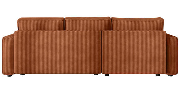 ECKSOFA Rostfarben Cord Zierkissen, Rückenkissen, Bettkasten, Schlaffunktion, Rücken echt, Liegefläche im Originalstoff  - Rostfarben/Schwarz, MODERN, Kunststoff/Textil (190/280cm) - Carryhome