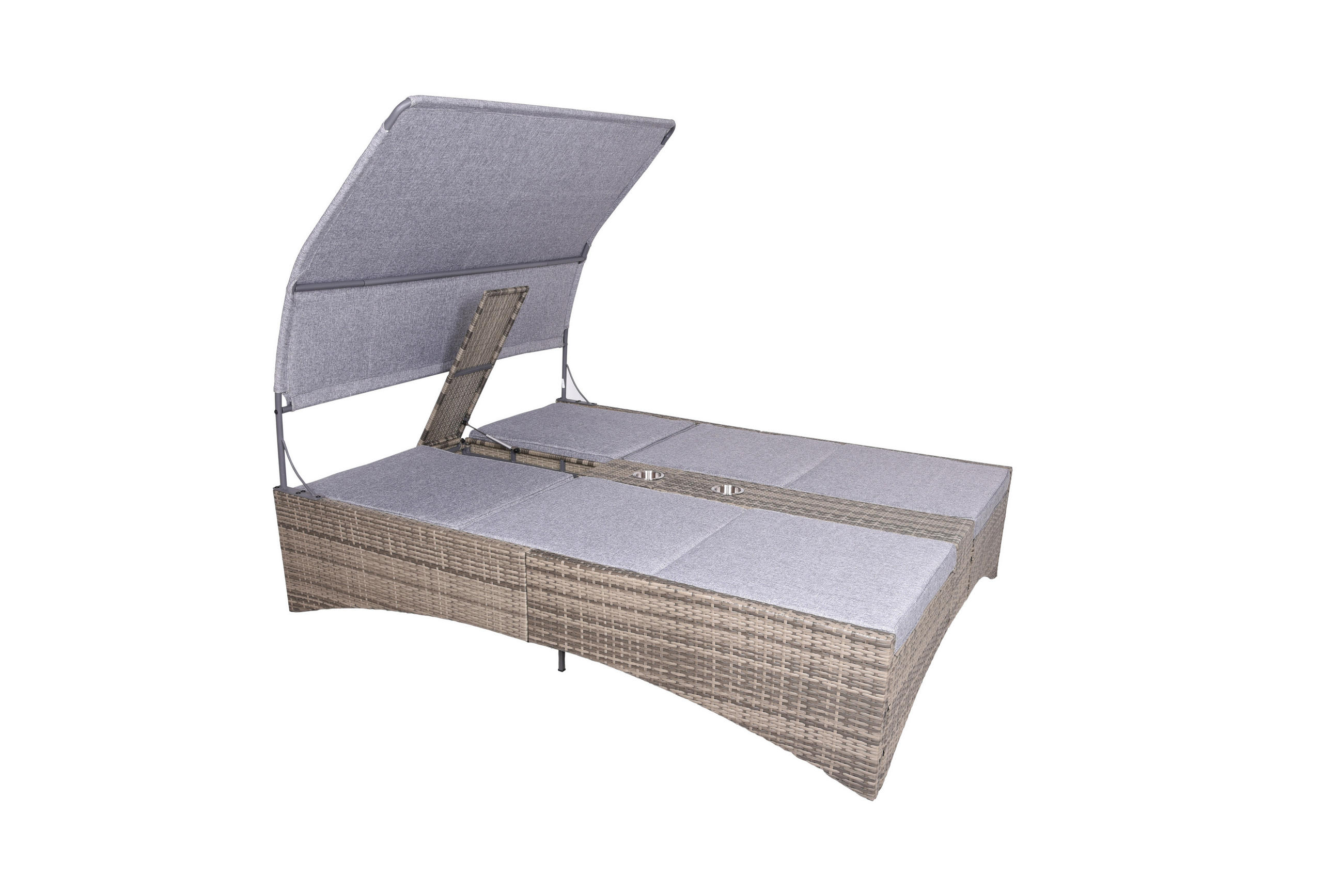 DOPPELLIEGE 160/163/200 cm  - Schwarz/Grau, Basics, Kunststoff/Textil (160/163/200cm) - Gardenson