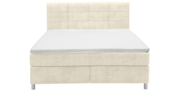 BOXSPRINGBETT 160/200 cm  in Creme  - Chromfarben/Creme, KONVENTIONELL, Kunststoff/Textil (160/200cm) - Voleo