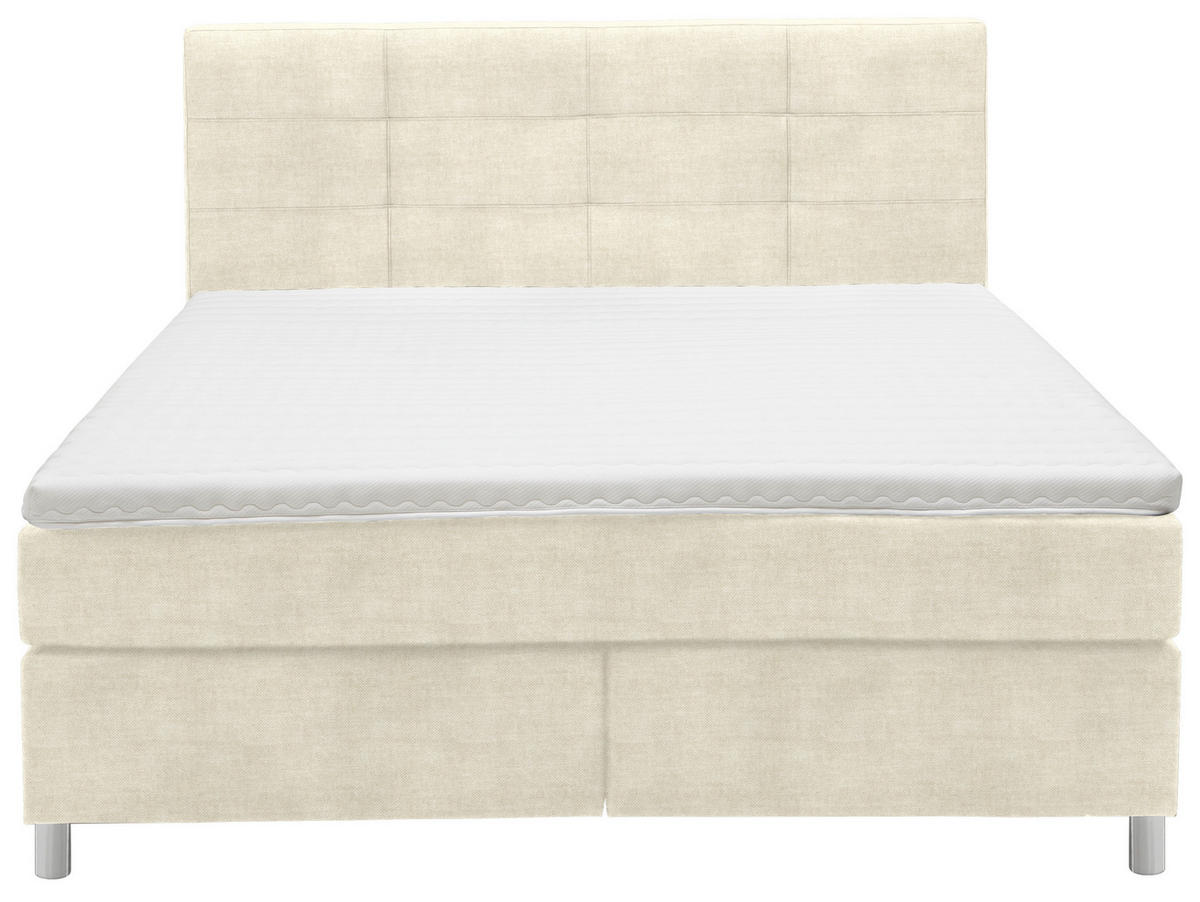 BOXSPRINGBETT 160/200 cm  in Creme  - Chromfarben/Creme, Konventionell, Kunststoff/Textil (160/200cm) - Voleo