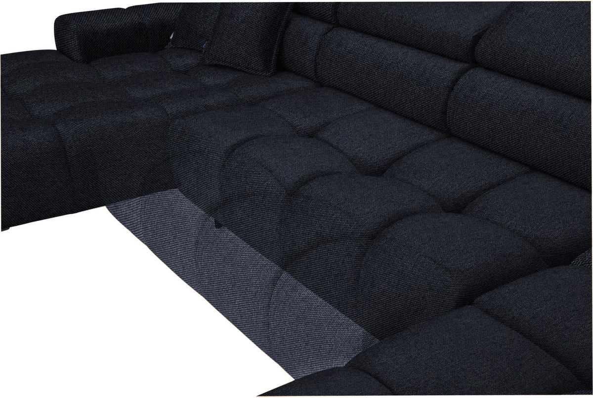 WOHNLANDSCHAFT in Webstoff Schwarz  - Schwarz, Design, Textil/Metall (177/385/216cm) - Welnova