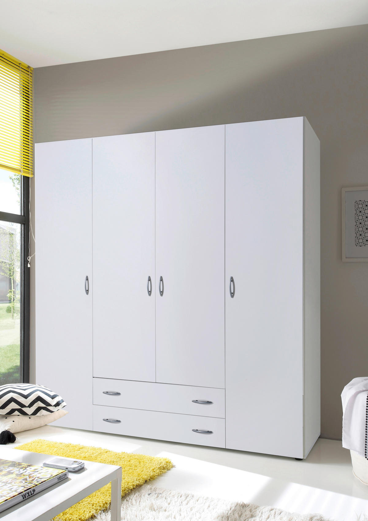 DREHTÜRENSCHRANK in Weiss  - Weiss/Eichefarben, Konventionell, Holzwerkstoff/Kunststoff (161/176/51cm) - P & B