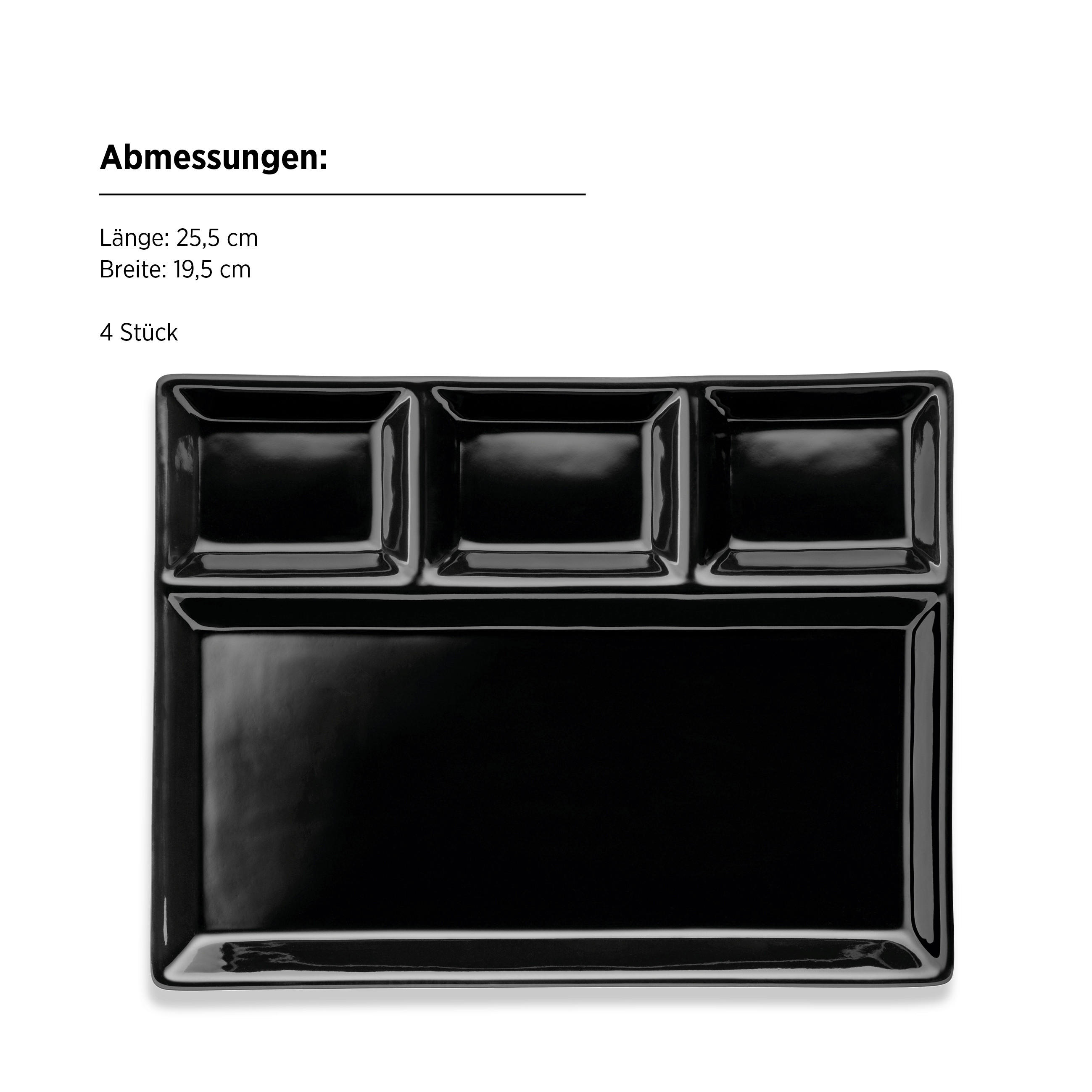 TELLERSET   - Schwarz, Basics, Keramik (25,5/2,5/19,5cm) - Mäser