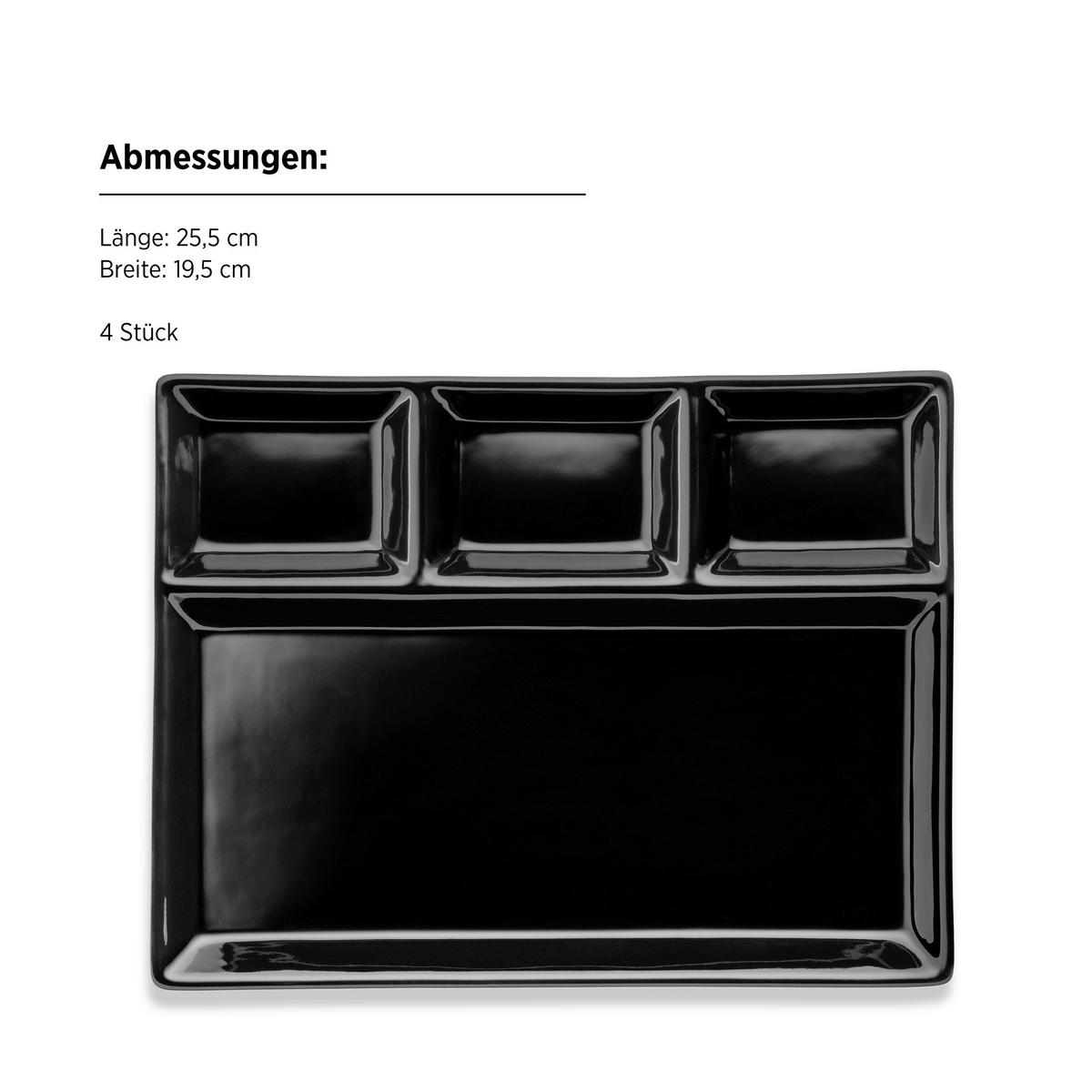 TELLERSET   - Schwarz, Basics, Keramik (25,5/2,5/19,5cm) - Mäser