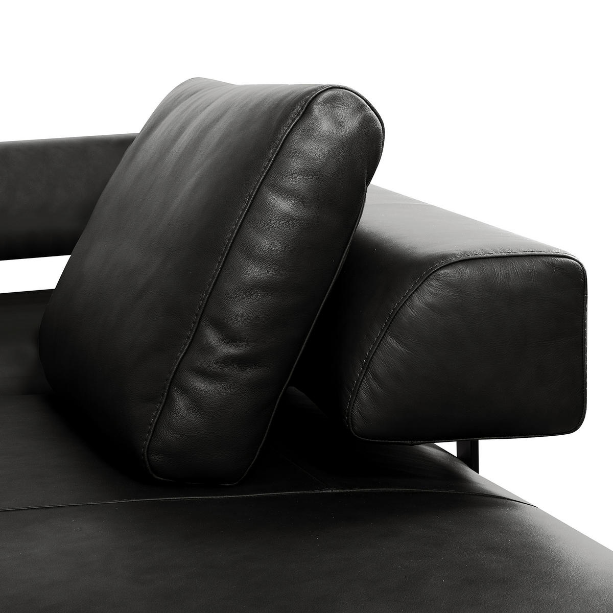 ECKSOFA  in Echtleder Schwarz  306/237 cm  - Schwarz/Grau, Design, Leder/Metall (306/237cm) - Livetastic
