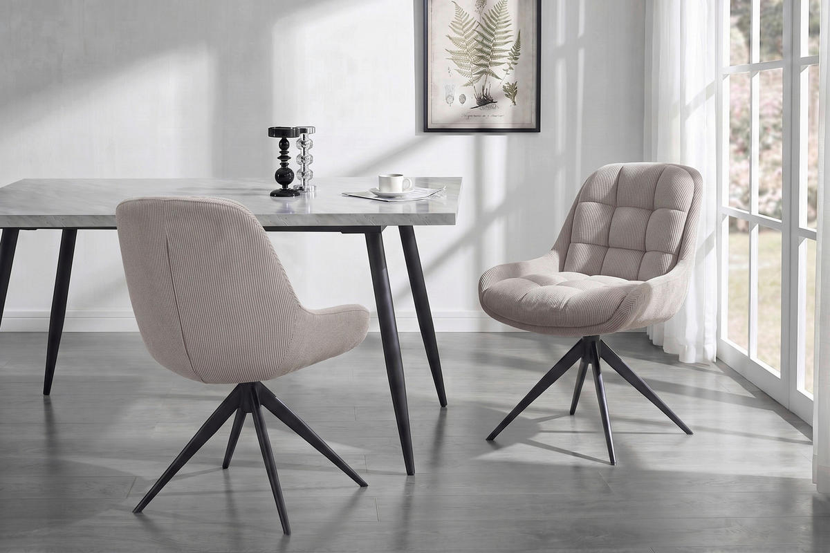STUHL - Taupe/Schwarz, Design, Textil/Metall (58/85/70cm) - Johann Jakob