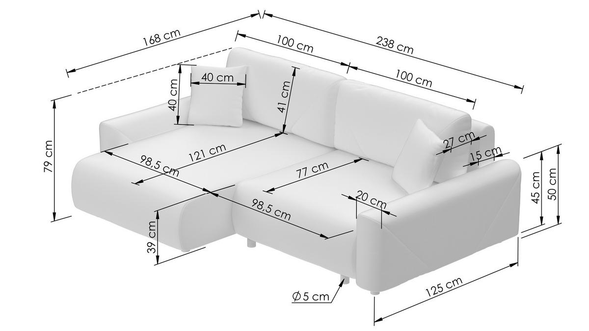 Ecksofa inkl. Funktionen Pink Cord  - Pink/Schwarz, MODERN, Kunststoff/Textil (238/168cm) - Stylife