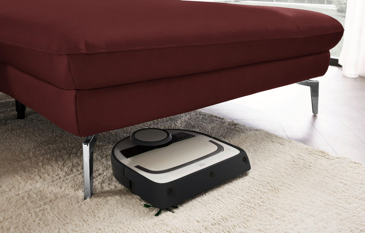 ECKSOFA in Echtleder Rot  - Rot/Schwarz, Design, Leder/Metall (325/157cm) - Dieter Knoll
