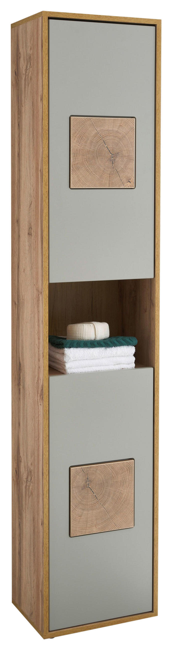 HOCHSCHRANK 40/190/30 cm  - Eiche Wotan/Hellgrau, MODERN, Holzwerkstoff/Kunststoff (40/190/30cm) - MID.YOU