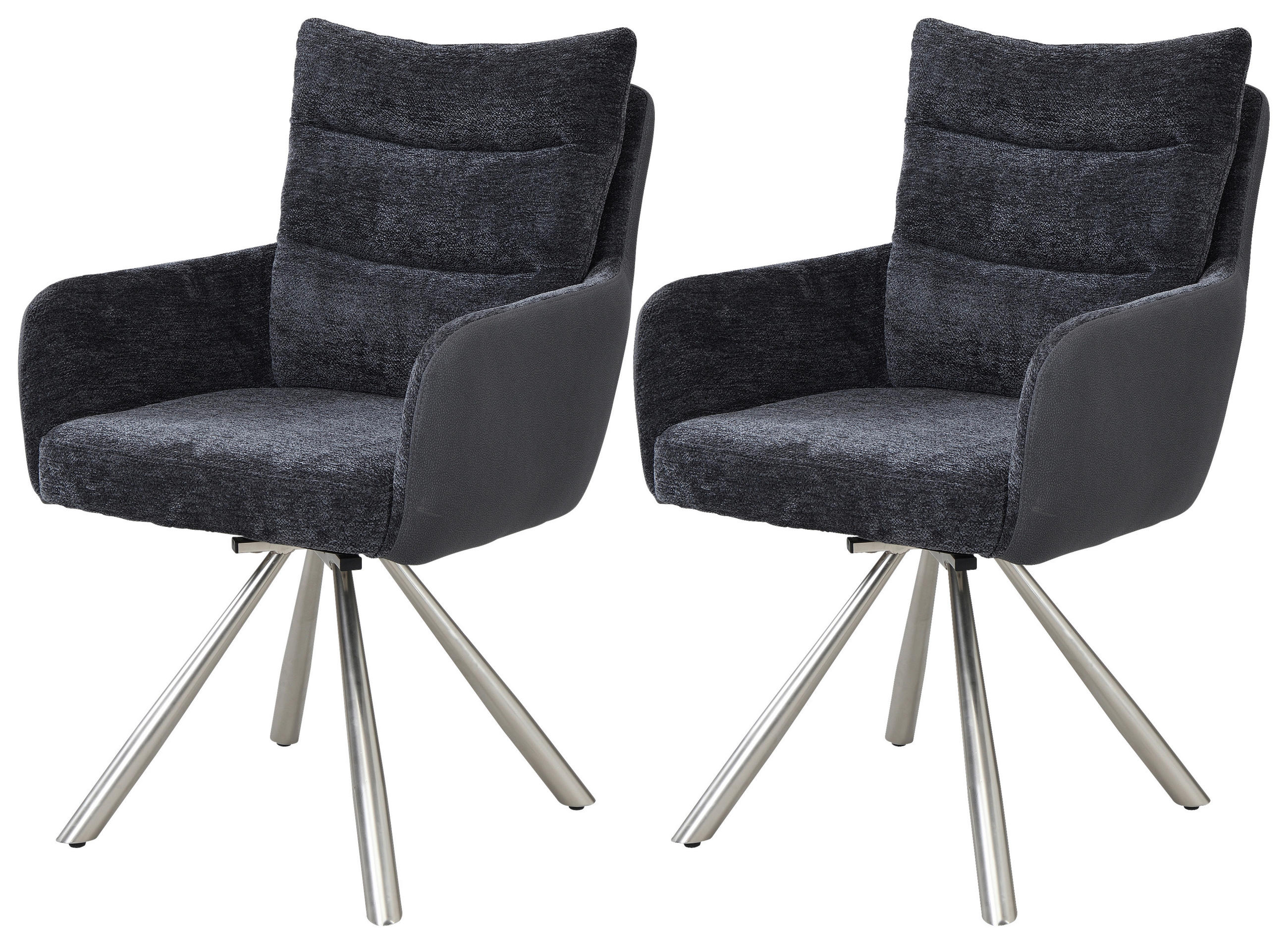 Armlehnstuhl-Set Enid Webstoff Anthrazit, B: 60 cm