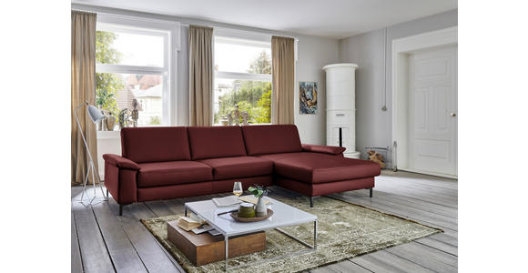 ECKSOFA in Echtleder Brombeere 334/176 cm - Brombeere/Schwarz, Design, Leder/Metall (334/176cm) - Dieter Knoll