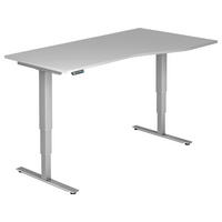 SCHREIBTISCH 180/80-100/63,5-128,5 cm Grau, Silberfarben elektrisch höhenverstellbar  - Silberfarben/Grau, KONVENTIONELL, Holzwerkstoff/Metall (180/80-100/63,5-128,5cm) - Venda