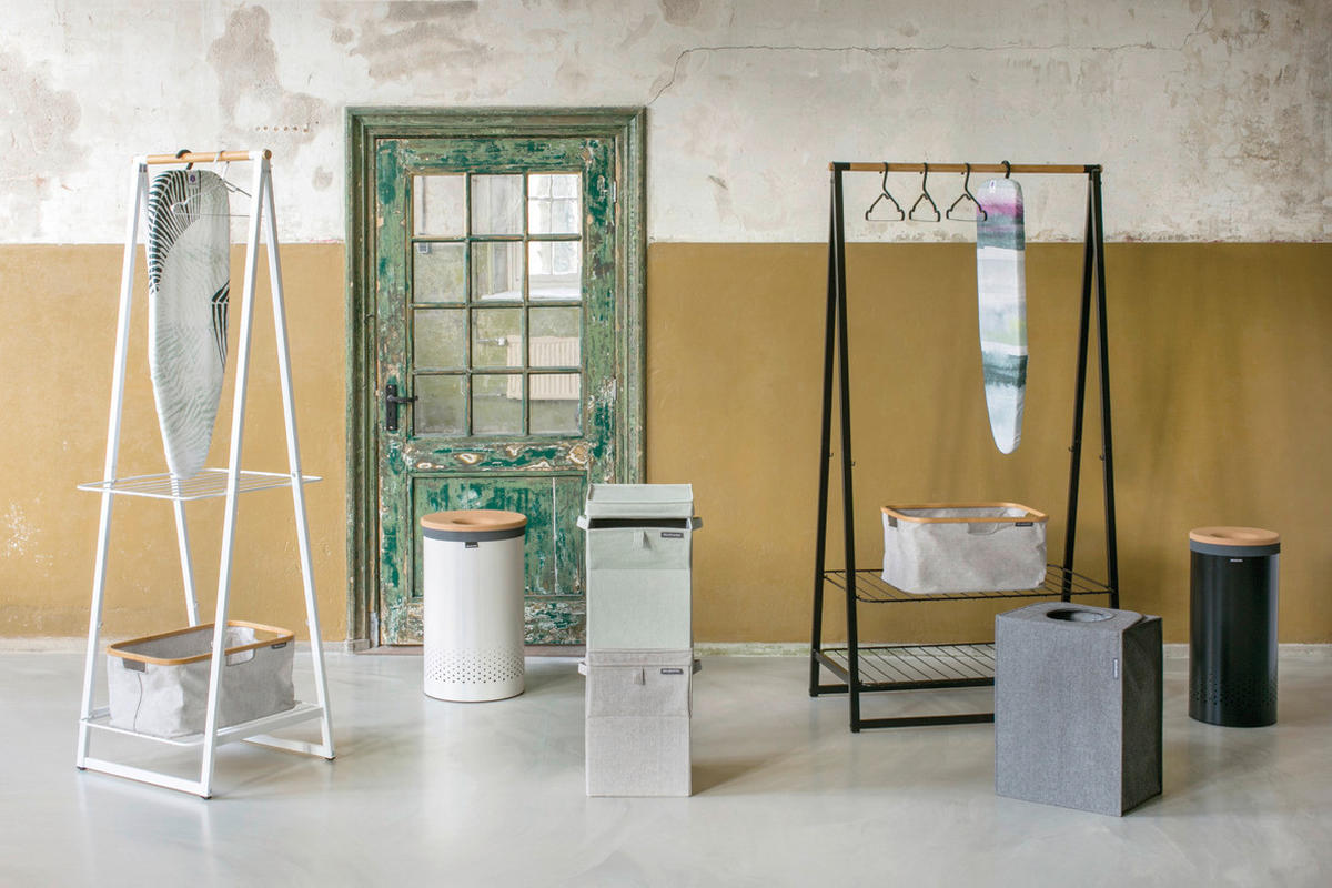 KOŠ ZA PERILO - bela, Design, kovina/leseni material (38/63,5/38cm) - Brabantia
