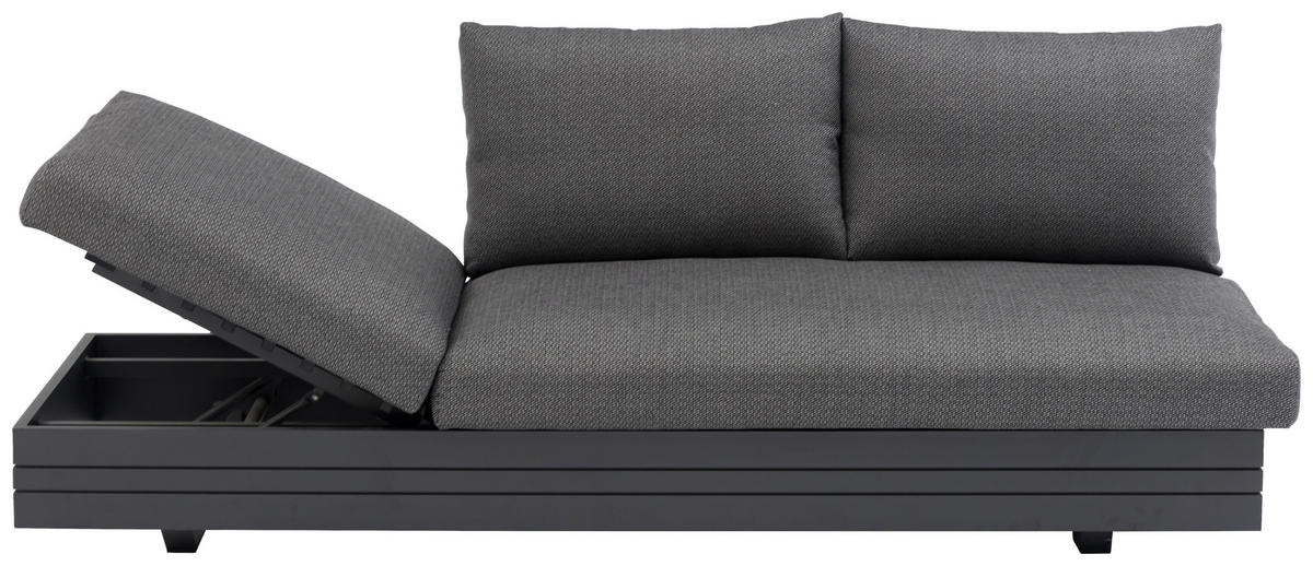 LOUNGESOFA  - Dunkelgrau/Graphitfarben, Design, Textil/Metall (198/40/74/81cm) - Zebra 