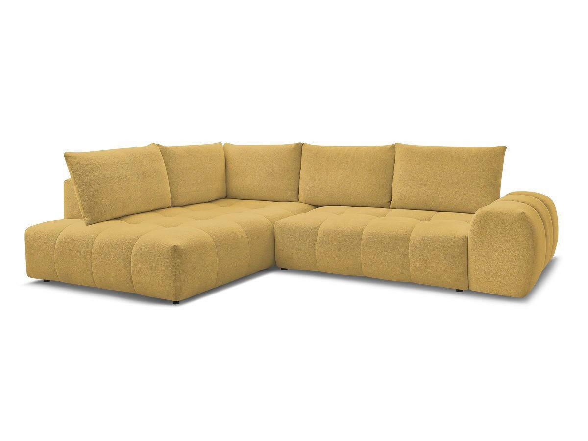 ECKSCHLAFSOFA EVEREST  mit Rücken echt, Armteil links, Armteil rechts Flachgewebe Gelb  - Gelb/Schwarz, MODERN, Kunststoff/Textil (320/212cm)