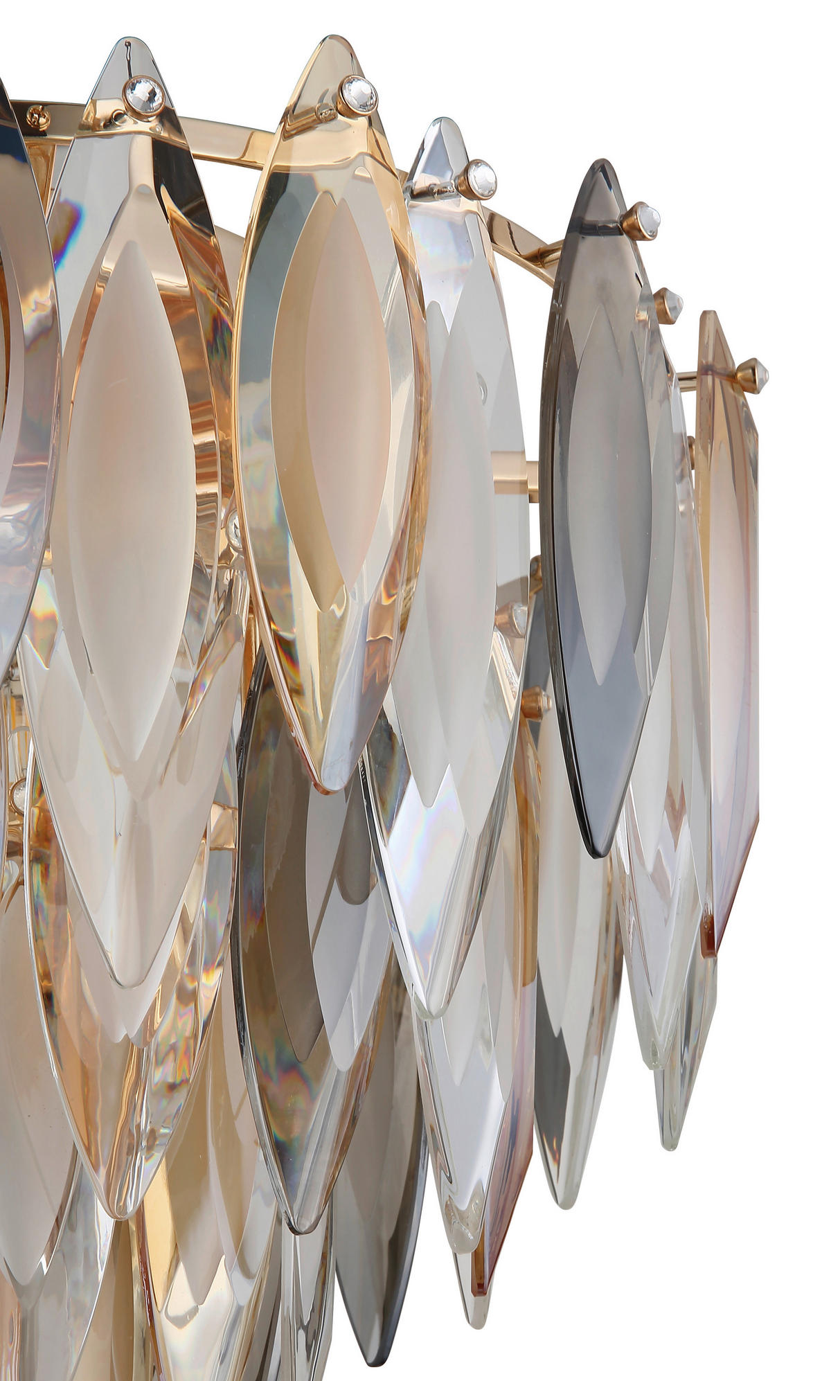 KRISTALL-DECKENLEUCHTE 42/37 cm   - Klar/Champagner, KONVENTIONELL, Glas/Metall (42/37cm)
