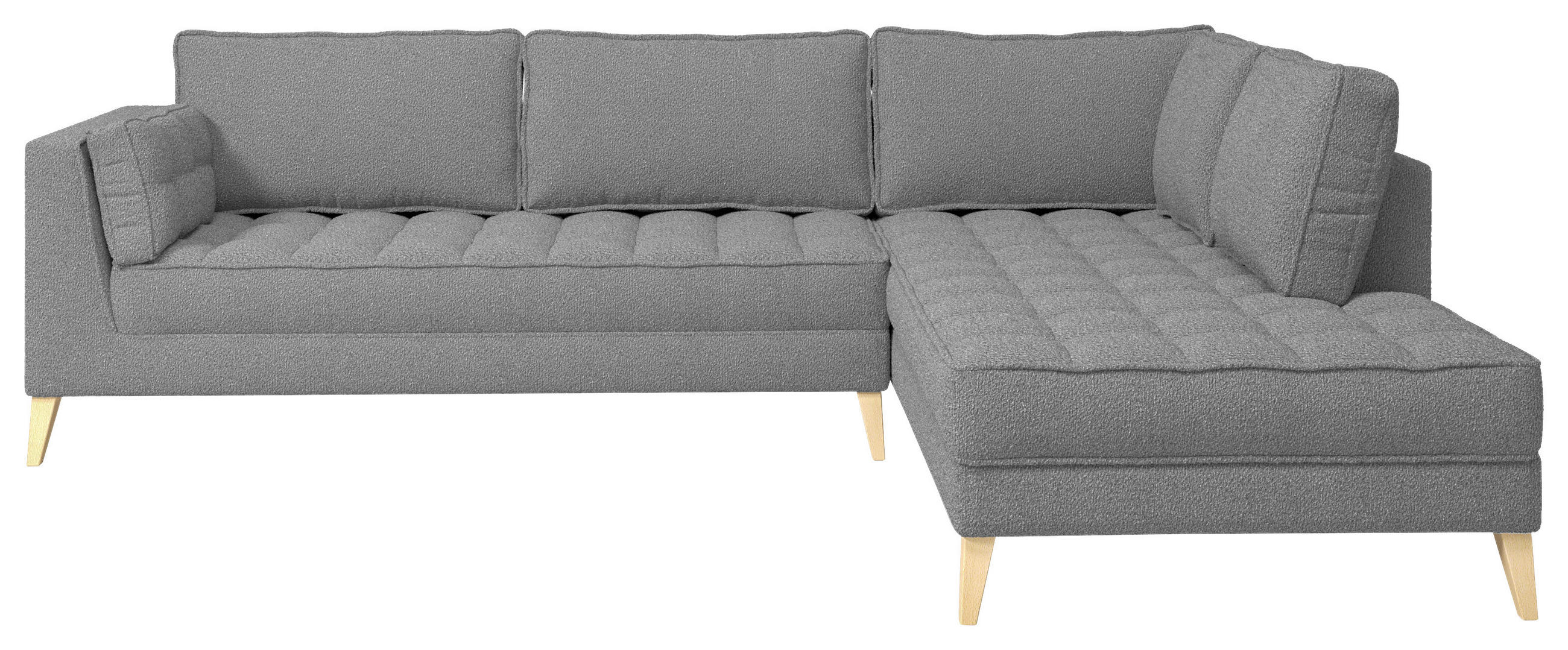 ECKSOFA in Bouclé Taupe  - Taupe/Naturfarben, Design, Holzwerkstoff/Textil (310/204cm) - MID.YOU