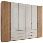 FALTTÜRENSCHRANK 300/236/58 cm 4-türig Champagner, Eiche Bianco  - Schieferfarben/Eiche Bianco, KONVENTIONELL, Glas/Holzwerkstoff (300/236/58cm) - Dieter Knoll