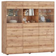 HIGHBOARD  149/145/40 cm  - Wildeiche, KONVENTIONELL, Glas/Holz (149/145/40cm) - Linea Natura