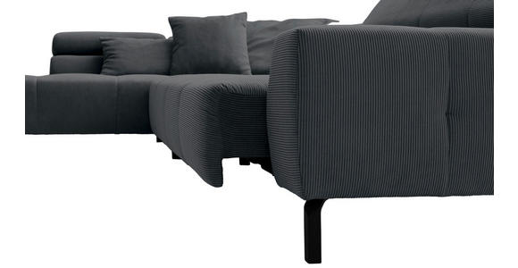 ECKSOFA in Feincord Anthrazit 219/311 cm - Anthrazit/Schwarz, KONVENTIONELL, Textil/Metall (219/311cm) - Hom`in
