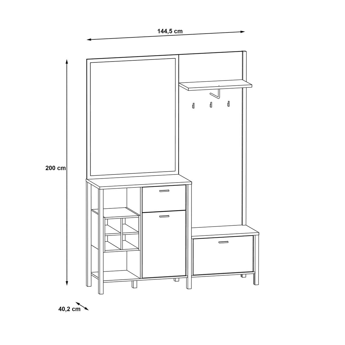 PREDSOBLJE  boje hrasta, crna  - boje hrasta/crna, Moderno, drvni materijal (145/200/40cm) - MID.YOU