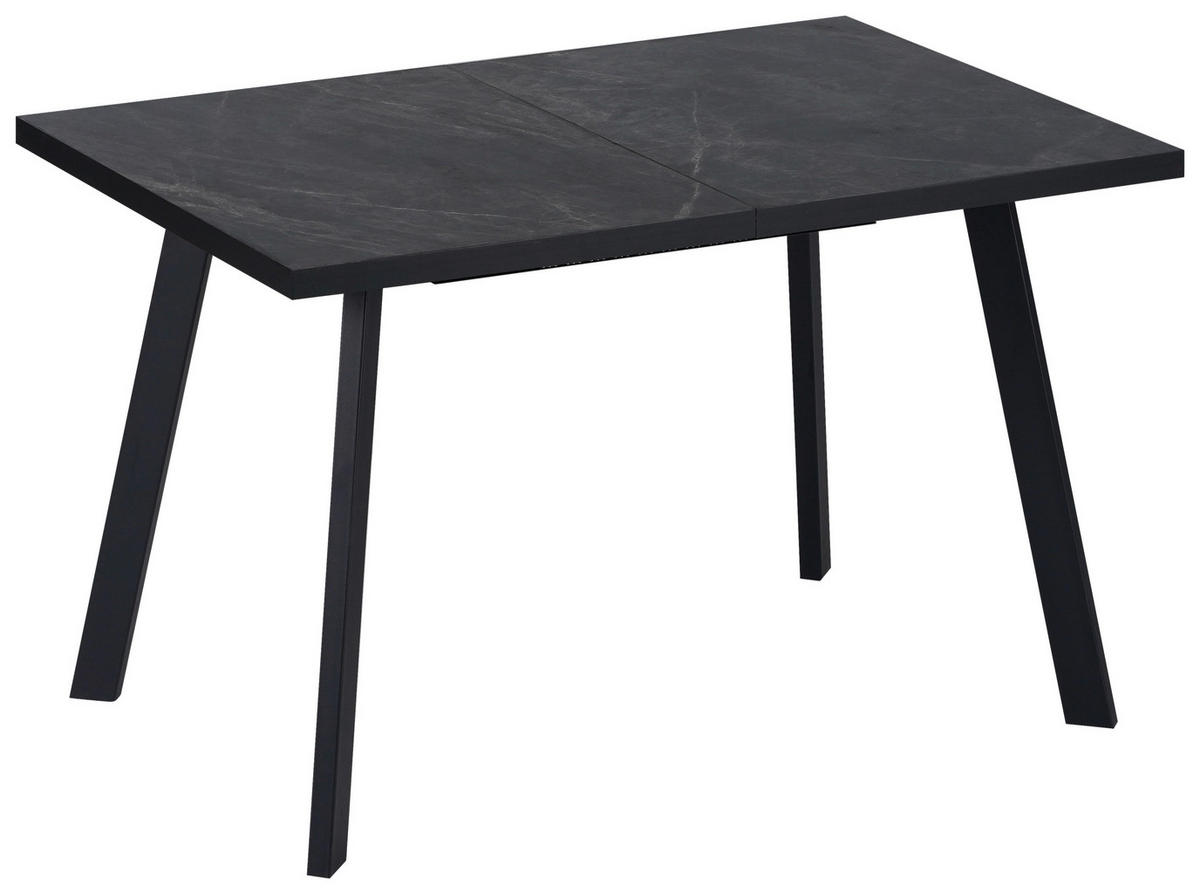 ESSTISCH Grau, Schwarz rechteckig  ausziehbar  - Schwarz/Grau, Design, Holzwerkstoff/Metall (120-160/80/76cm) - Ti'me
