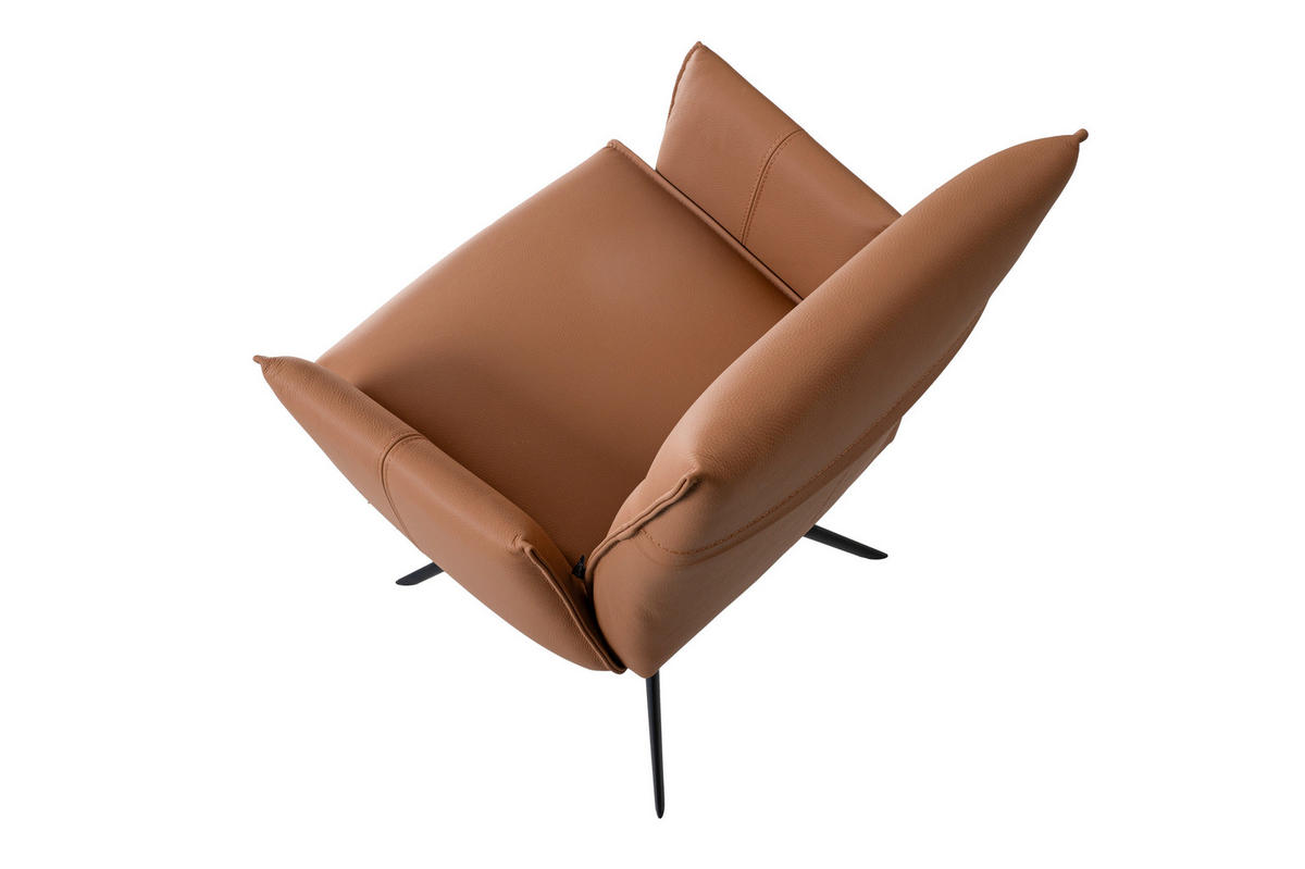 ARMLEHNSTUHL  Sitzfläche 360° drehbar  Echtleder  Cognac  - Cognac/Schwarz, Design, Leder/Metall (60/88,5/57,5cm) - Valnatura