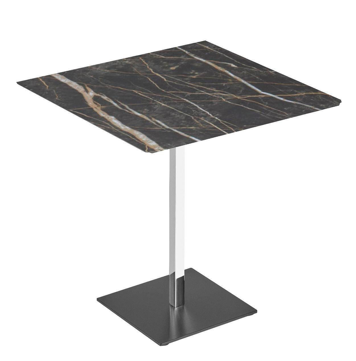 BEISTELLTISCH 50/50/49-70 cm Braun, Goldfarben quadratisch  - Goldfarben/Braun, Design, Keramik/Holzwerkstoff (50/50/49-70cm) - Bacher