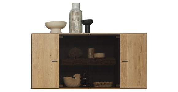 HÄNGEVITRINE in Eichefarben   - Eichefarben/Anthrazit, Design, Glas/Holz (163/77/39cm) - Valnatura