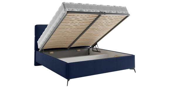 POLSTERBETT gepolstertes Kopfteil, Lattenrost Dunkelblau 180/200 cm  - Schwarz/Bronzefarben, MODERN, Holz/Textil (180/200cm) - Carryhome