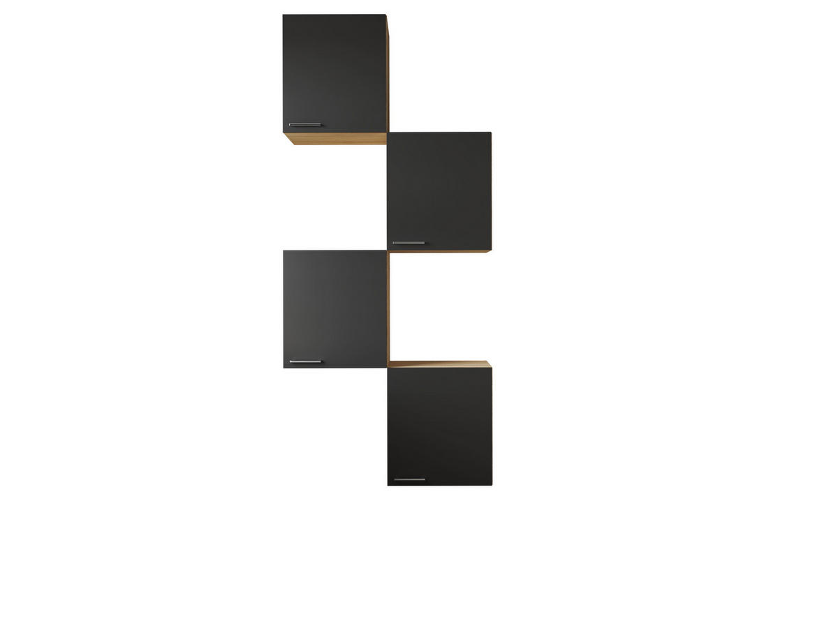 KÜCHENOBERSCHRANK 100/224,4/34,6 cm  in Schwarz, Eichefarben  - Eichefarben/Silberfarben, Basics, Holzwerkstoff/Metall (100/224,4/34,6cm) - Respekta