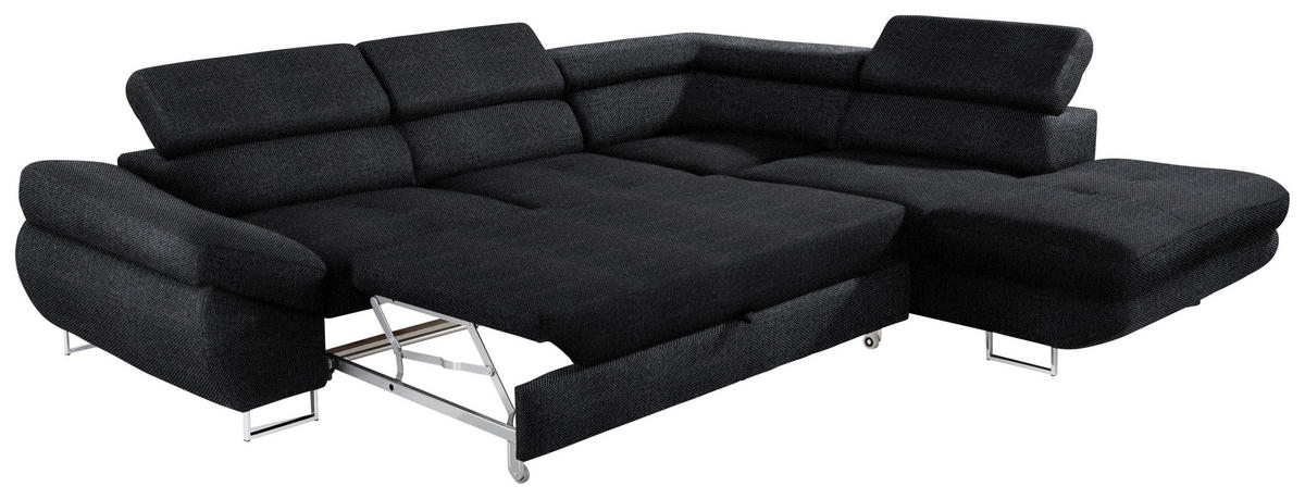 ECKSOFA in Webstoff Anthrazit  - Anthrazit, Design, Textil/Metall (280/235cm) - Hom`in