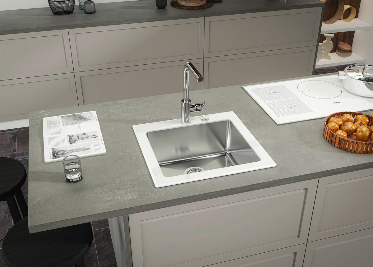 SPÜLE 1720NEWYORK55X53W  - Weiß, Trend, Glas/Metall (55/21/53cm) - Respekta