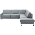 ECKSOFA in Echtleder Grau  - Alufarben/Grau, Design, Leder/Metall (275/242cm) - Dieter Knoll