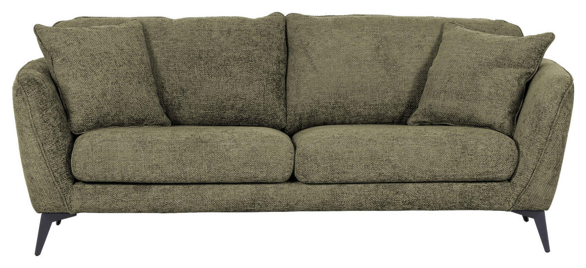BIGSOFA in Chenille Grün  - Schwarz/Grün, Konventionell, Textil/Metall (215/70/98cm) - Carryhome