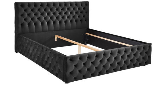 POLSTERBETT gepolstertes Kopfteil Schwarz 180/200 cm  - Schwarz, KONVENTIONELL, Kunststoff/Textil (180/200cm) - Carryhome