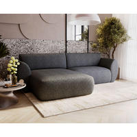 ECKSOFA SOLIS in Chenille Grau  170/288 cm  - Schwarz/Grau, Design, Kunststoff/Textil (170/288cm) - Livetastic