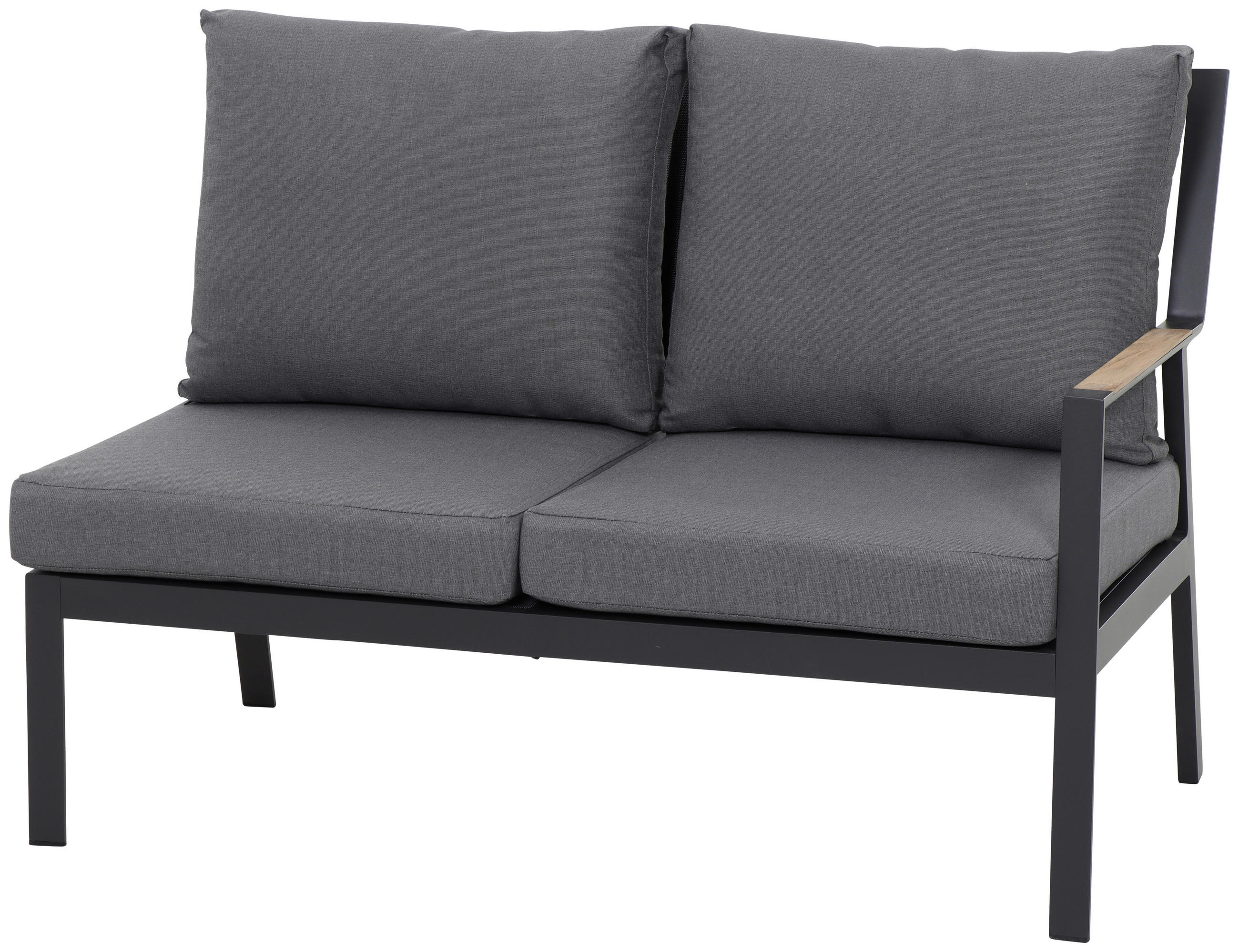 LOUNGEGARNITUR Anthrazit, Teakfarben Teakholz Aluminium  - Anthrazit/Teakfarben, KONVENTIONELL, Holz/Kunststoff - Siena Garden