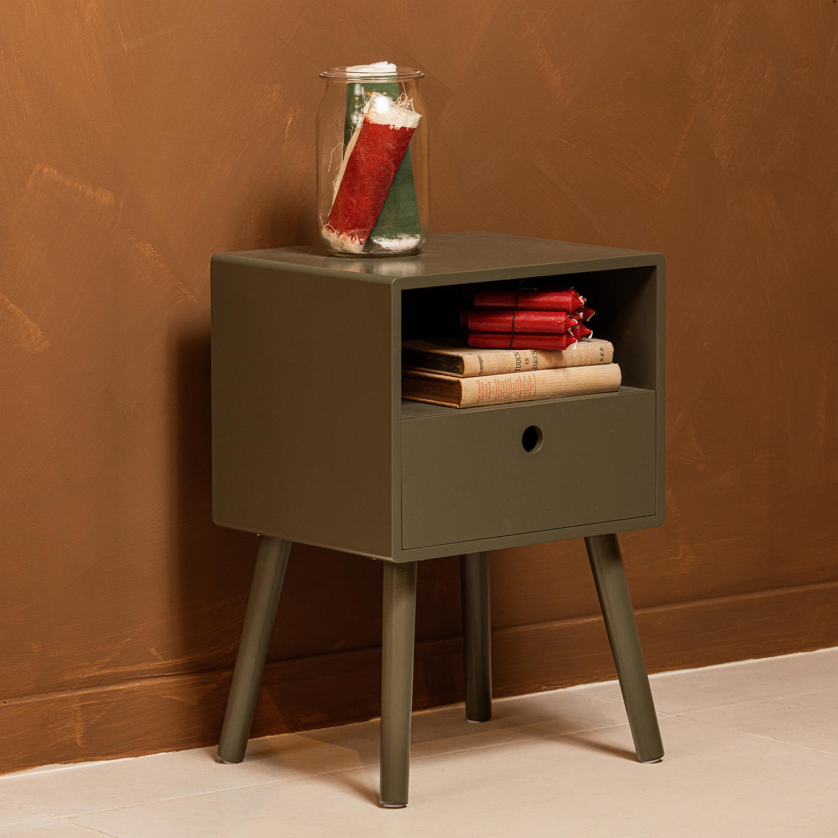 NACHTSCHRANK 36/53/30 cm  - Grün, Basics, Holzwerkstoff/Metall (36/53/30cm) - MID.YOU