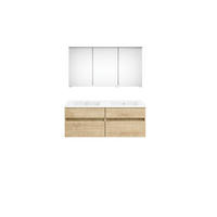 BADEZIMMER 120 cm  - Weiss/Eichefarben, Konventionell, Keramik/Holzwerkstoff (120cm) - Puris