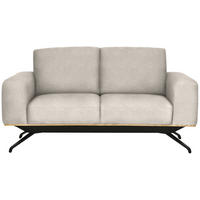 2-SITZER-SOFA in Struktur Creme  - Creme/Schwarz, Design, Holz/Textil (166/85-104/95cm) - Novel